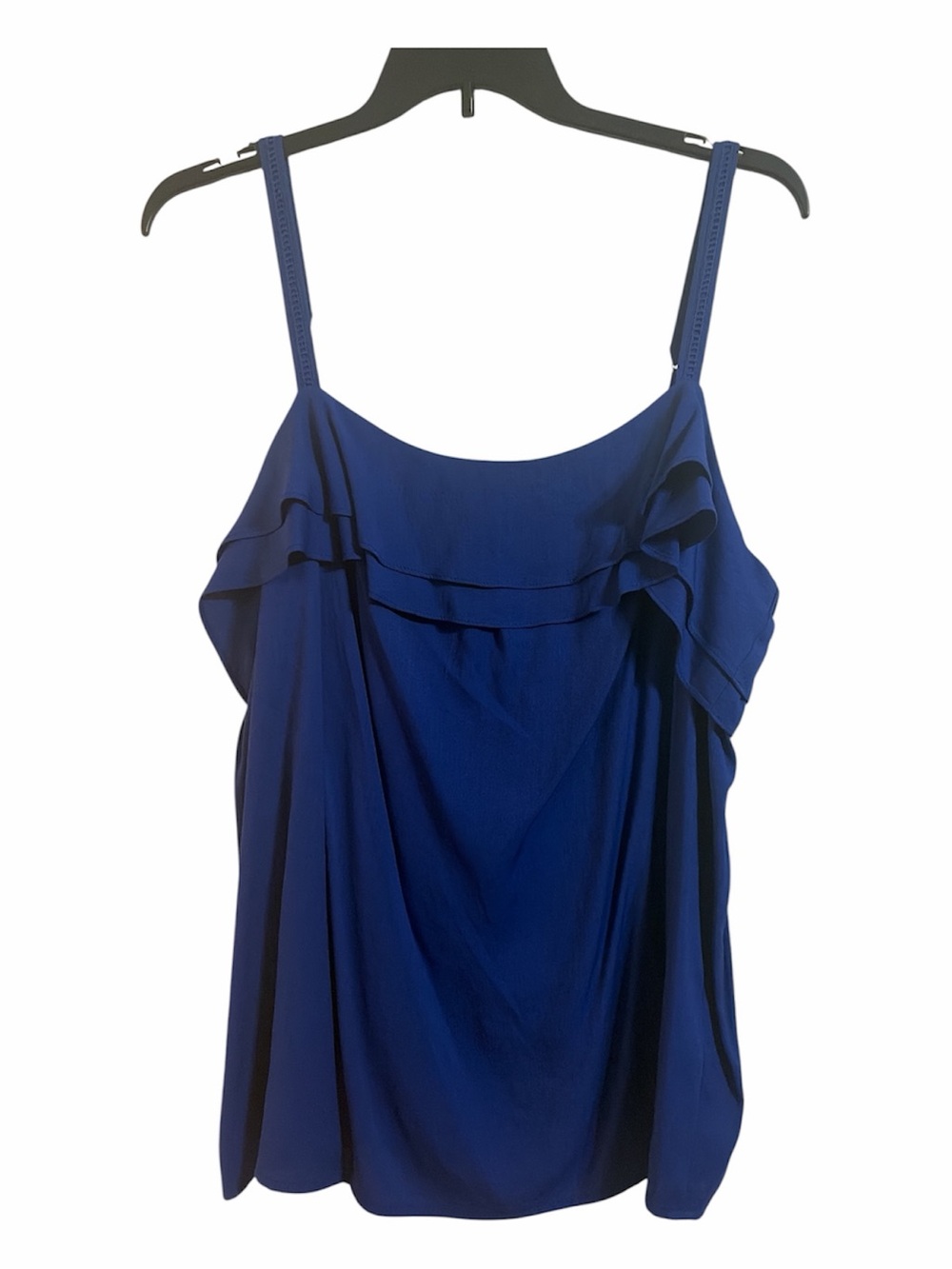 Women's Skies are Blue Ruffled Spaghetti Strap Top - Deep Blue XXL